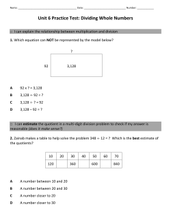 Unit 6 Practice Test: Dividing Whole Numbers
