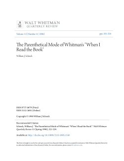 The Parenthetical Mode of Whitman`s "When I Read the Book"