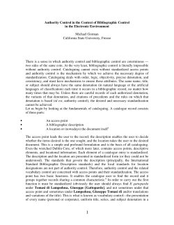 Authority Control in the Context of Bibliographic Control in the
