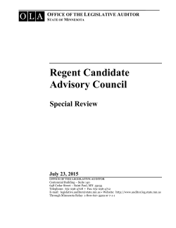 Regent Candidate Advisory Council - Office of the Legislative Auditor