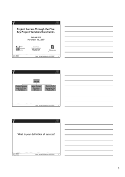 Project Success Through the Five Key Project Variables/Constraints