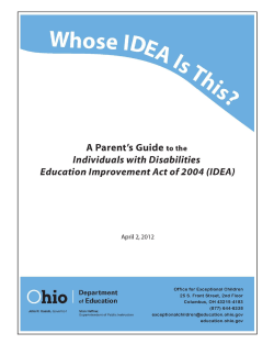 Whose IDEA Is This? A Parent`s Guide to the Individuals with