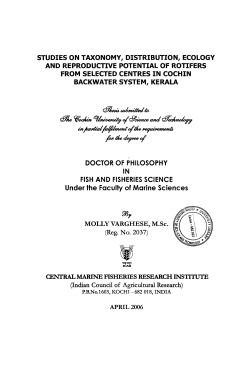 STUDIES ON TAXONOMY, DISTRIBUTION, ECOLOGY AND