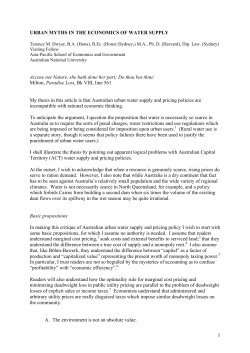 THE ECONOMICS OF WATER SUPPLY &ndash; SCARCITY OR