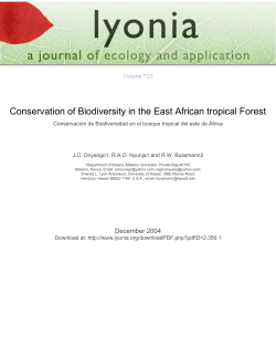 Conservation of Biodiversity in the East African tropical Forest