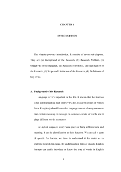 CHAPTER 1 INTRODUCTION This chapter presents introduction. It
