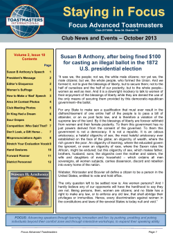 Staying in Focus October 2013 - Focus Advanced Toastmasters Club