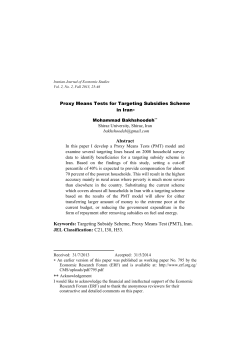 Abstract Keywords: Targeting Subsidy Scheme, Proxy Means Test