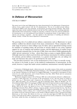In Defence of Mercenarism
