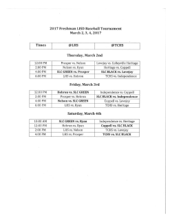 Times 2017 Freshman LISD Baseball Tournament March 2, 3, 4