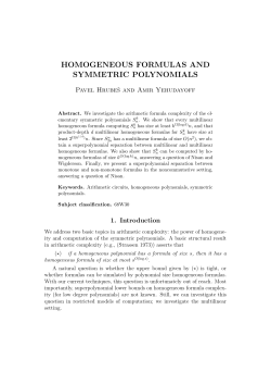 HOMOGENEOUS FORMULAS AND SYMMETRIC POLYNOMIALS