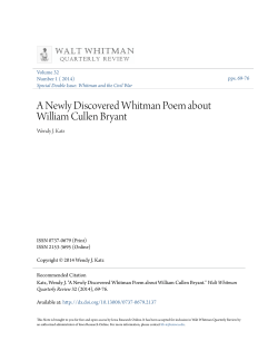 A Newly Discovered Whitman Poem about William Cullen Bryant