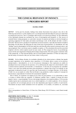 The clinical relevance of infancy: A progress report