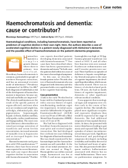 Haemochromatosis and dementia: cause or contributor?