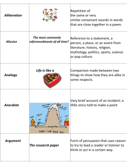 Alliteration Repetition of the same or very similar consonant sounds