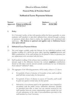 Sabbatical Leave Payments Scheme