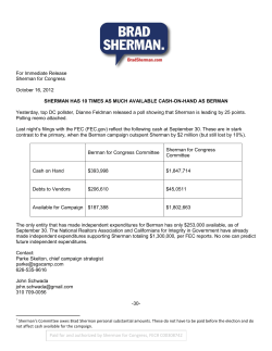 Paid for and authorized by Sherman for Congress, FEC