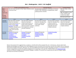 ELA &ndash; Kindergarten - Unit 4 - ELL Scaffold