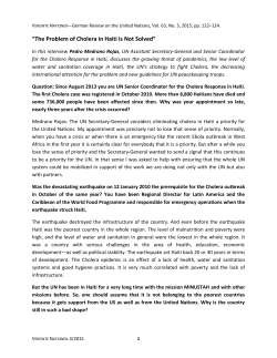 The Problem of Cholera in Haiti Is Not Solved