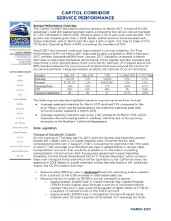 CAPITOL CORRIDOR SERVICE PERFORMANCE