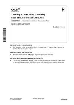 Information and ideas - Foundation tier - Reading booklet