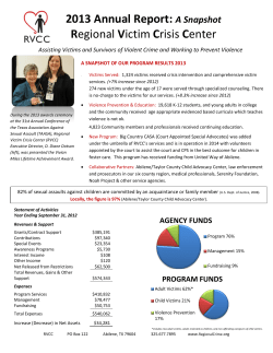 2013 Annual Report: A Snapshot Regional Victim Crisis Center