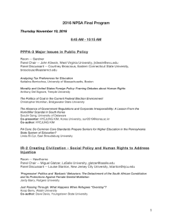 2016 NPSA Final Program - Northeastern Political Science