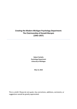 Creating the Modern Michigan Psychology Department