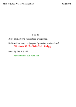 05-23-16 Surface Area of Prisms.notebook