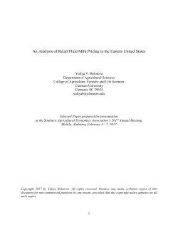 An Analysis of Retail Fluid Milk Pricing in the Eastern