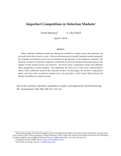 Imperfect Competition in Selection Markets
