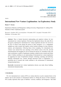 International New Venture Legitimation: An Exploratory Study