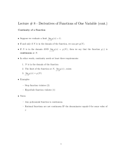 Lecture # 8 % Derivatives of Functions of One Variable (cont.)