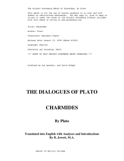 THE DIALOGUES OF PLATO CHARMIDES