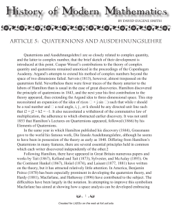 Quaternions and Ausdehnungslehre1 are so closely related to