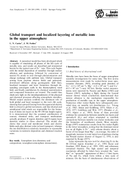Global transport and localized layering of metallic ions in the upper