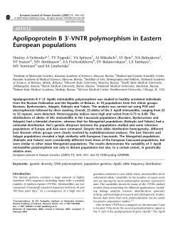 Apolipoprotein B 3 -VNTR polymorphism in Eastern
