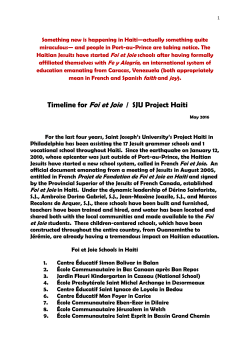 Timeline for Foi et Joie / SJU Project Haiti
