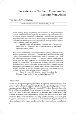 Subsistence in Northern Communities: Lessons from Alaska