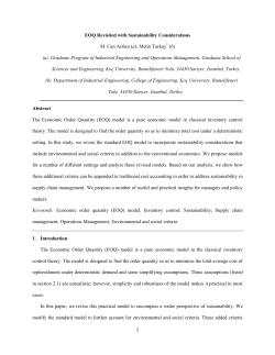 1 EOQ Revisited with Sustainability Considerations M. Can Arslan (a