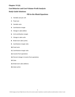 Cost Behavior and Cost-Volume-Profit