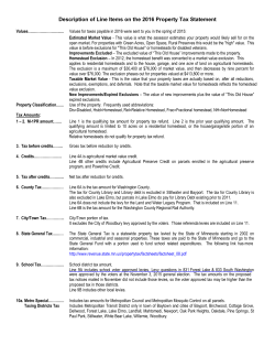 Description of Line Items on the 2016 Property Tax Statement