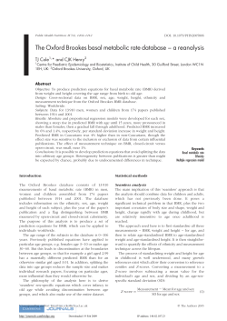 The Oxford Brookes basal metabolic rate database б&OElig; a reanalysis
