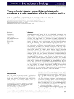 Transcontinental migratory connectivity predicts parasite prevalence