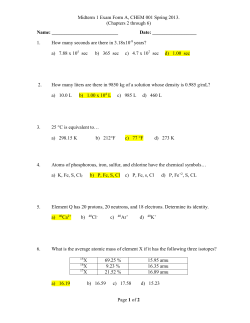 CHEM-001 Midterm 1 Form A Key