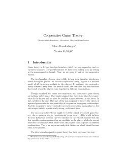 Cooperative Game Theory