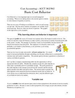 Basic Cost Behavior