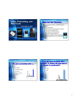 ipods, Podcasting, and RSS Feeds Plan for the Session