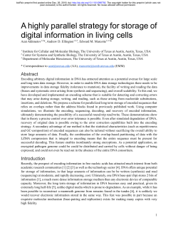 A highly parallel strategy for storage of digital information