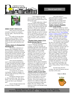 March/April 2014 - Operation Nightwatch